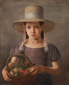 A Girl with Fruits in a Basket by Constantin Hansen