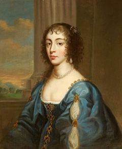 A Lady in Blue, modelled on Queen Henrietta Maria by manner of Sir Anthony Van Dyck