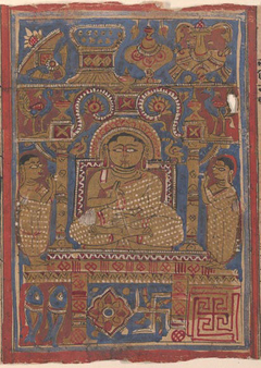 A Tirthankara and the Eight Auspicious Symbols; Page from a Dispersed Kalpa Sutra (Jain Book of Rituals) by Anonymous