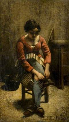 A Woman Adjusting Her Stocking by Jean-François Millet