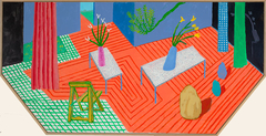 Annunciation 1, Interior and Exterior with Flowers from the Brass Tacks Triptych by David Hockney