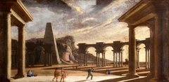 Architectural Capriccio of Ancient Rome with Figures: The Middle Part of the Circus Maximus by Italian School