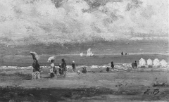 Beach Scene with Figures by Eugène Boudin