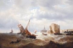 Boats on choppy Water by François Musin
