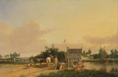 Buckenham Ferry, on the River Yare, Norfolk by Joseph Stannard
