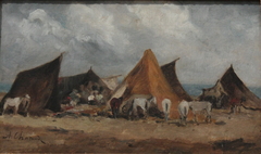 Campement de bohémiens au champ de manoeuvre près d'Alger by Alfred Chataud