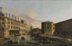 Canal Grande in Venedig mit Rialto Brücke von Norden by Canaletto