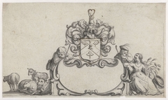 Cartouche met het wapen van James Balfour of Denmiln by Pieter Jansz