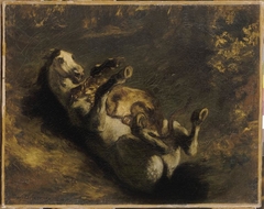 Cheval attaqué par une lionne by Eugène Delacroix
