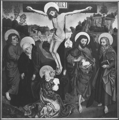 Christus am Kreuz mit Magdalena, Maria, Johannes, Johannes der Täufer und hl. Andreas by Anonymous