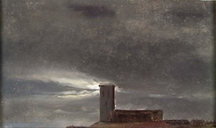 Clouds over a Building with a Tower by Johan Christian Dahl