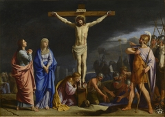 Crucifixion avec la Vierge, saint Jean, sainte Madeleine devant les soldats romains