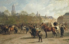 De paardenmarkt op het Vreeburg te Utrecht, palmmaandag by Otto Erelman
