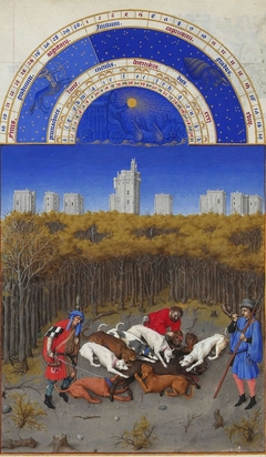 December Page from the Très Riches Heures du Duc de Berry by The Limbourg Brothers