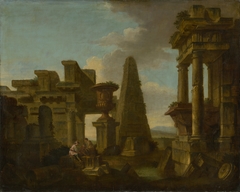 Dice Players in Romantic Ruins by Anonymous