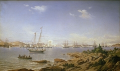Escadre franco-anglaise devant Bomarsund, 1854 by Antoine Léon Morel-Fatio