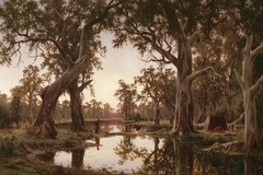Evening shadows, backwater of the Murray, South Australia by Henry James Johnstone