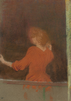 Femme en rouge, dos à la fenêtre (Mujer de rojo, de espaldas a la ventana)