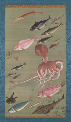 Fish and octopus by Itō Jakuchū