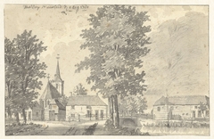 Gezicht in het dorp Nieuwland, met de kerk by Jan de Beijer