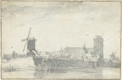 Gezicht op Dordrecht vanaf het water by Unknown Artist