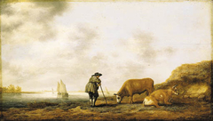 Herdsman and Two Cows by Aelbert Cuyp
