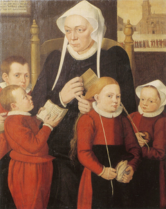 Hilleke de Roy and 4 of her Orphans by Unknown painter