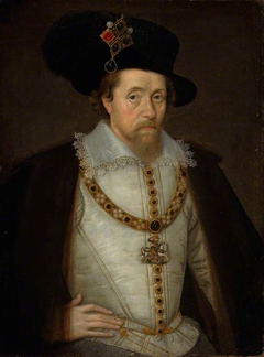 James VI and I, 1566 - 1625. King of Scotland 1567 - 1625. King of England and Ireland 1603 - 1625 by John de Critz