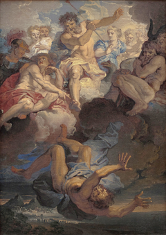 Jupiter chassant Vulcain de l'Olympe by Jean-Baptiste Corneille