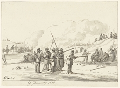 Kampement van burgers in duinen van Noord-Holland, 19 januari 1814 by Pieter Gerardus van Os
