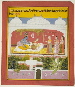Krishna and Radha in a Pavilion, from a copy of the Seven Hundred Verses (Sat Sai) of Bihari
