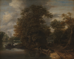 Landscape by a River. In the Background a Limekiln