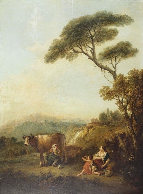 Landscape with a Woman Milking a Cow and a Child Begging for Milk