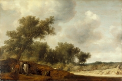 Landscape with Deer Hunters by Salomon van Ruysdael