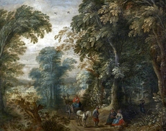 Landscape with Horse and Cart on a Wooded Lane by follower of Anton Mirou
