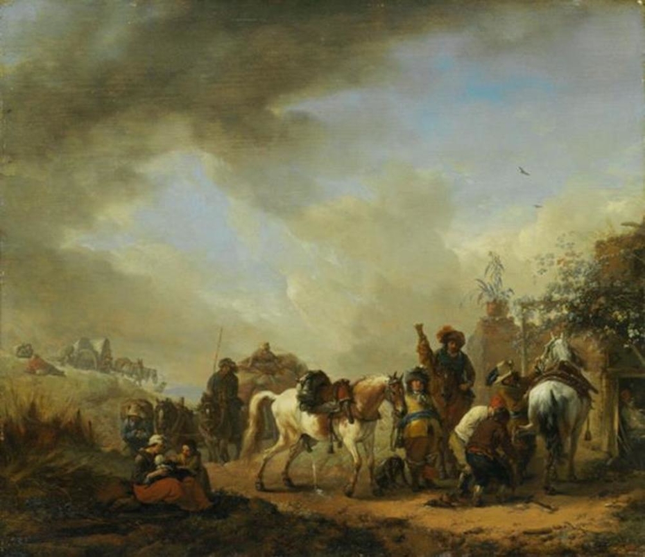 Landscape with horses at a blacksmith