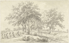Landschap met schoven in het Braamse in het Hanoverse by Egbert van Drielst