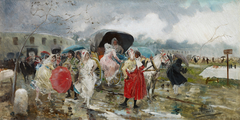 Leaving the Bullring. Rain by Eugenio Lucas Villaamil
