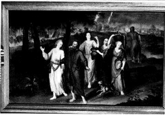 Loth en zijn familie vluchten naar Zoar by Willem van Kessel