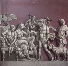Mercury delivering a Message to Jupiter and Juno with Neptune in attendance (from an Antique Relief in the Museo Angelonio)