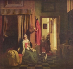 Mother Lacing Her Bodice beside a Cradle by Pieter de Hooch