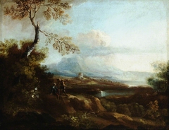 Mountainous Italianate Landscape with Figures by manner of Adriaen van Diest
