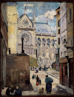 Notre-Dame, vue de la rue de l'Hôtel-Colbert by Emile Antoine Guillier