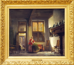 Old Dutch interior by Lambertus Johannes Hansen