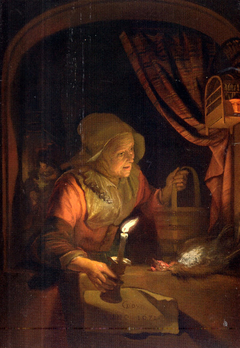 Old Woman in a Window with a Candle