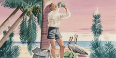 Panel 6, Legend of James Edward Hamilton--Barefoot Mailman (mural study, West Palm Beach, Florida Post Office) by Stevan Dohanos