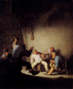 Peasants Drinking and Making Music in a Barn by Adriaen van Ostade