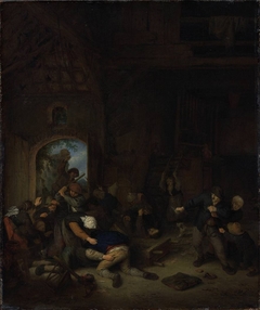Peasants Fighting at the Village Inn by Adriaen van Ostade