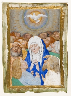 Pentecost showing the Virgin surrounded by 12 apostles