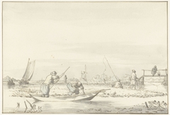 Polderlandschap met vissers by Pieter Coopse